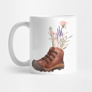 Wildflowers with hiking boots Mug